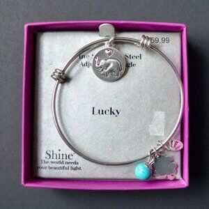 Shine Fine Stainless Steel Adjustable Bangle LUCKY New